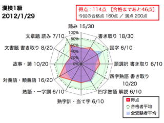 漢検1級・レーダーチャート